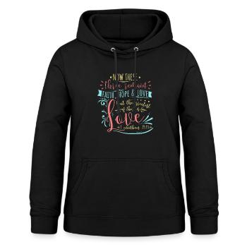 Glaube Hoffnung & Liebe Schrift der christlichen Schrift - Frauen Hoodie - Schwarz - Vorne - AI Model Female 172 light (172cm)