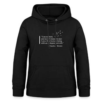 Ich bin kein Vogel, Charlotte Bronte, Jane Eyre Zitat - Frauen Hoodie - Schwarz - Vorne - AI Model Female 172 light (172cm)