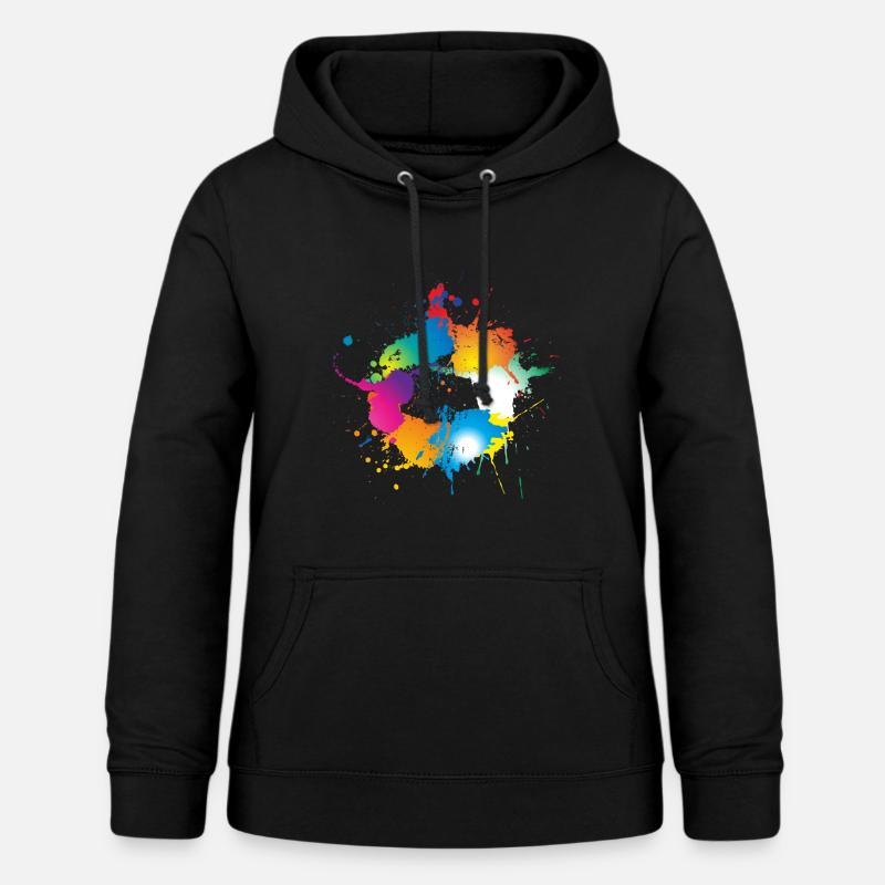 Des éclaboussures colorées font un cercle - Sweat à capuche Femme - noir