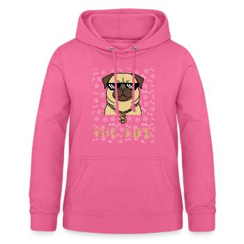 Mops Leben Liebe - Frauen Hoodie - Pink - Vorne - AI Model Female 172 light (172cm)