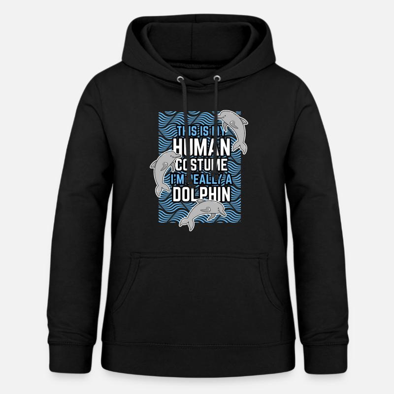 Idée cadeau dauphin - Sweat à capuche Femme - noir