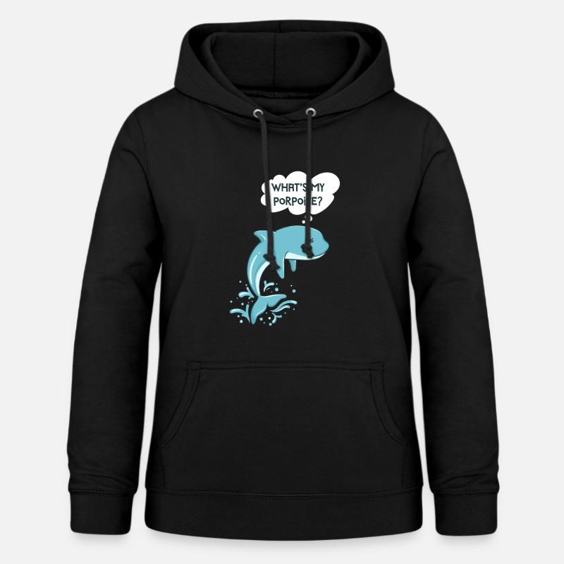 Qu'est-ce que mon marsouin? - Créature de mer drôle de dauphin - Sweat à capuche Femme - noir