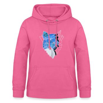 Blauer Polygon Wolf - Frauen Hoodie - Pink - Vorne - AI Model Female 172 light (172cm)