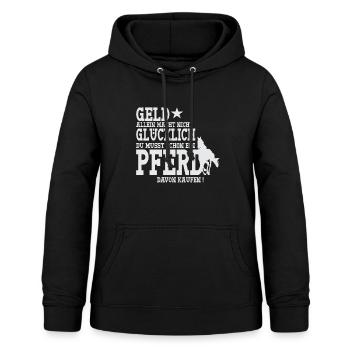 Geld allein macht nicht Glücklich - Pferde Spruch - Frauen Hoodie - Schwarz - Vorne - AI Model Female 172 light (172cm)