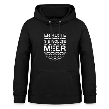 Er Küste Sie wollte Meer Nordsee Ostsee Wellen - Frauen Hoodie - Schwarz - Vorne - AI Model Female 172 light (172cm)