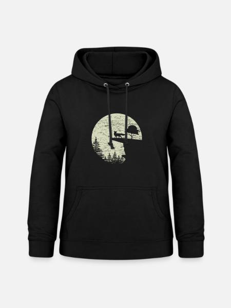 Fuchs Wald Wild Mond - Frauen Hoodie - Schwarz