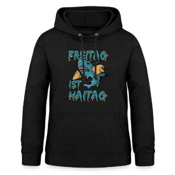 Friday is Haitag Funny word game weekend - Women's Hoodie - black - Front - AI Model Female 172 light (172cm)