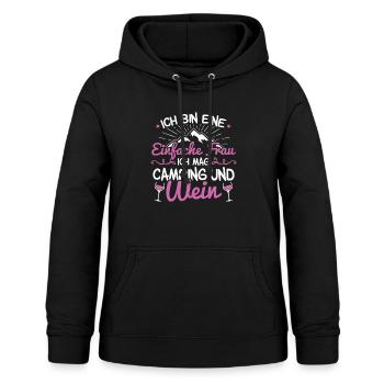 Camping Wohnmobil Campen Camperin Wein - Frauen Hoodie - Schwarz - Vorne - AI Model Female 172 light (172cm)