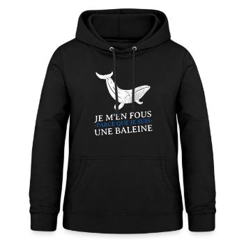 je m en fous parce que je suis une baleine - Sweat à capuche Femme - noir - Devant - AI Model Female 172 light (172cm)