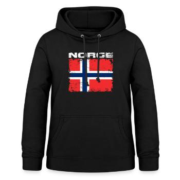 Norges flagg på norsk - Hettegenser for kvinner - svart - Foran - AI Model Female 172 light (172cm)