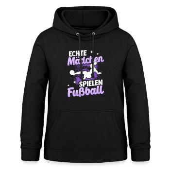 Echte Mädchen Spielen Fußball Fußballerin Geschenk - Frauen Hoodie - Schwarz - Vorne - AI Model Female 172 light (172cm)