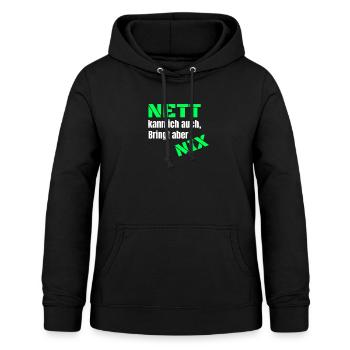 Nett kann ich auch - Frauen Hoodie - Schwarz - Vorne - AI Model Female 172 light (172cm)