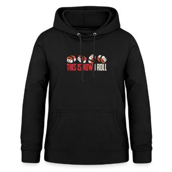 Das ist wie wir rollen Lachs Roh Fisch - Frauen Hoodie - Schwarz - Vorne - AI Model Female 172 light (172cm)