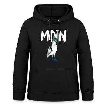 MÖWE MOIN NORDSEE - Frauen Hoodie - Schwarz - Vorne - AI Model Female 172 light (172cm)