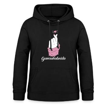 Gamsahabnida Coeur coréen K Pop Heart Finger - Sweat à capuche Femme - noir - Devant - AI Model Female 172 light (172cm)