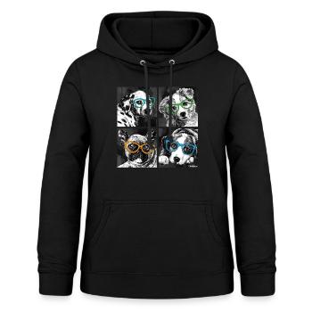 PD Moreno Chiens à lunettes - Sweat à capuche Femme - noir - Devant - AI Model Female 172 light (172cm)