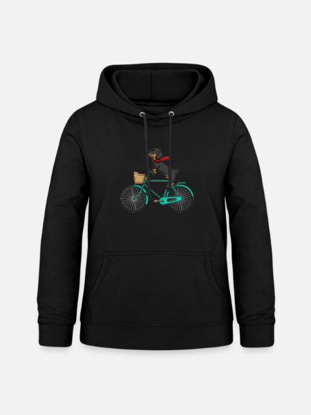 Fröhlicher Dackel fährt Fahrrad - Dackel - Frauen Hoodie - Schwarz
