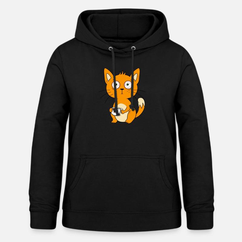 Coffee Caffeine Coffee Drinker Early Riser Cat - Women's Hoodie - black