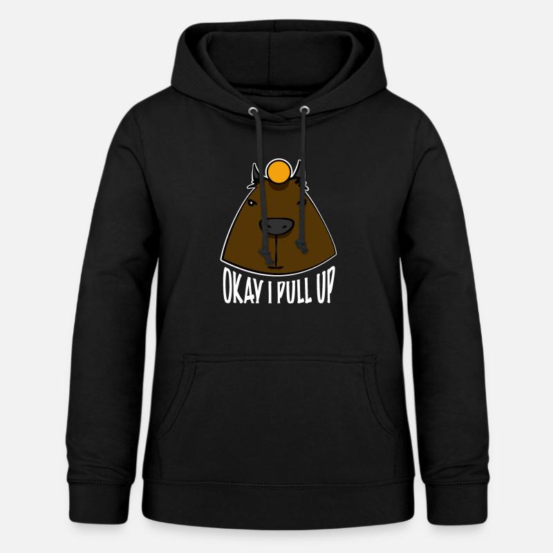 Okay I Pull Up Capybara Meme - Women's Hoodie - black
