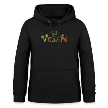 Word Veget Végétarien Go Vegan - Sweat à capuche Femme - noir - Devant - AI Model Female 172 light (172cm)