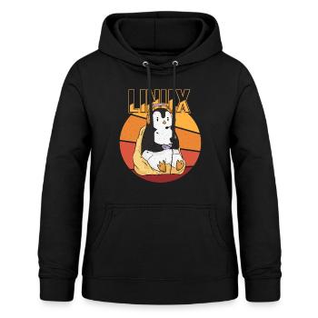 Gamer Penguin Linux Root Party Nerd Programmer Com - Sweat à capuche Femme - noir - Devant - AI Model Female 172 light (172cm)