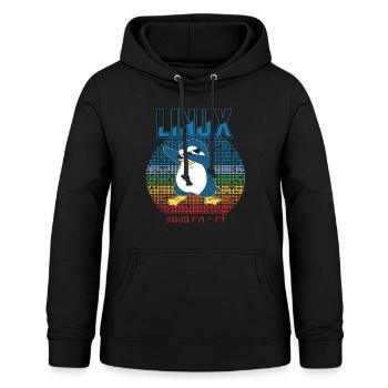 Linux sudo root geek admin pingouin nerd programmeur - Sweat à capuche Femme - noir - Devant - AI Model Female 172 light (172cm)