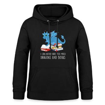 Drache Drache und Buch Drachenliebhaber Geschenk - Frauen Hoodie - Schwarz - Vorne - AI Model Female 172 light (172cm)