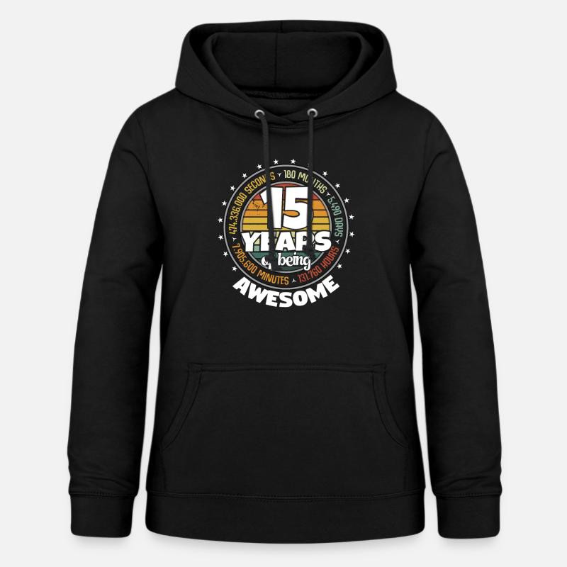 15 ans rétro impressionnant Compte à rebours du 15e anniversaire - Sweat à capuche Femme - noir