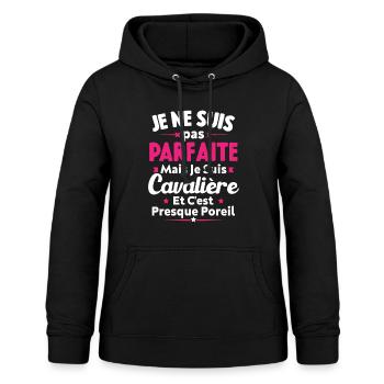 Pas parfaite mais je suis cavalière - Sweat à capuche Femme - noir - Devant - AI Model Female 172 light (172cm)