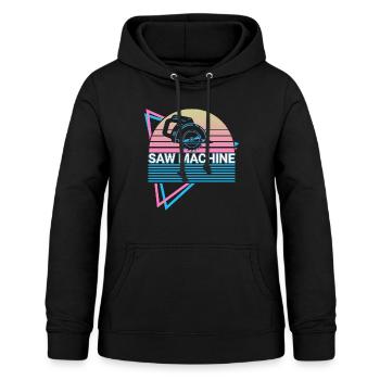 Machine à scier Retro - Sweat à capuche Femme - noir - Devant - AI Model Female 172 light (172cm)