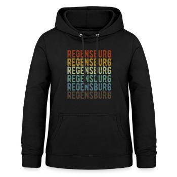 Regensburg City Retro Vintage - Sweat à capuche Femme - noir - Devant - AI Model Female 172 light (172cm)