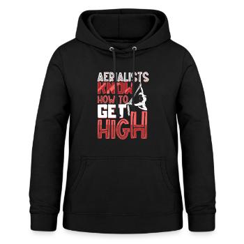 Les acrobates savent planer - Aerial Silk - Sweat à capuche Femme - noir - Devant - AI Model Female 172 light (172cm)