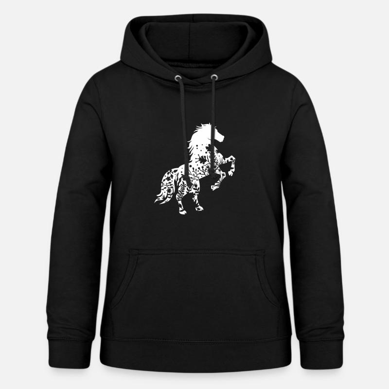 Cheval avec des fleurs - Sweat à capuche Femme - noir