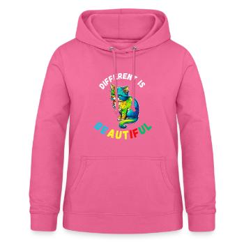 Soutien sensibilisation à l'autisme chat coloré - Sweat à capuche Femme - rose - Devant - AI Model Female 172 light (172cm)