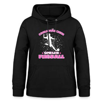 COOLE MÄDCHEN SPIELEN FUßBALL! Fussball Spruch - Frauen Hoodie - Schwarz - Vorne - AI Model Female 172 light (172cm)