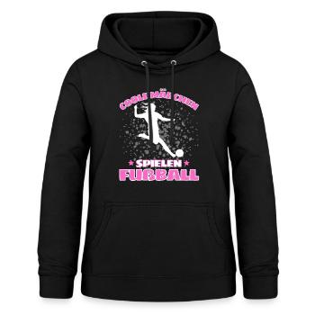 COOLE MÄDCHEN SPIELEN FUßBALL! Fussball Spruch - Frauen Hoodie - Schwarz - Vorne - AI Model Female 172 light (172cm)