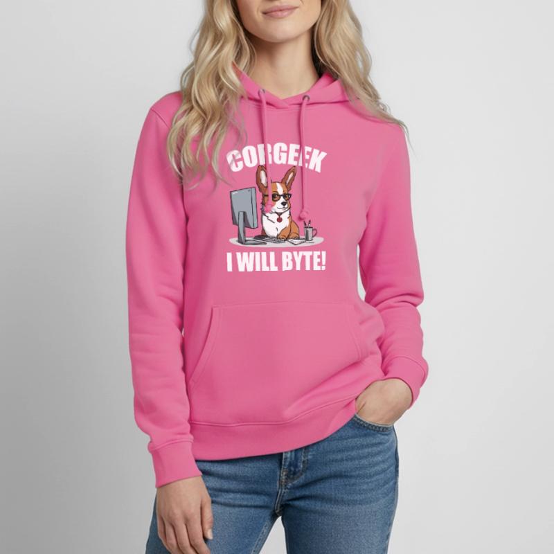 Corgi mit Brille I Will Byte Computerfreak Corgeek Frauen Hoodie