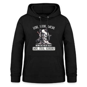 Lebe Liebe Lache Wenn das nicht hilft lade ziele - Frauen Hoodie - Schwarz - Vorne - AI Model Female 172 light (172cm)