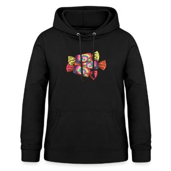 Bonbons à colorier cravate - Hippie Halloween - Sweat à capuche Femme - noir - Devant - AI Model Female 172 light (172cm)