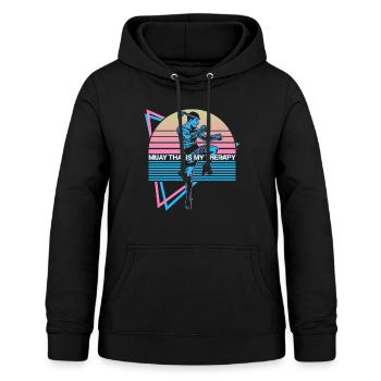 Muay Thai Kickboxen Retro - Frauen Hoodie - Schwarz - Vorne - AI Model Female 172 light (172cm)