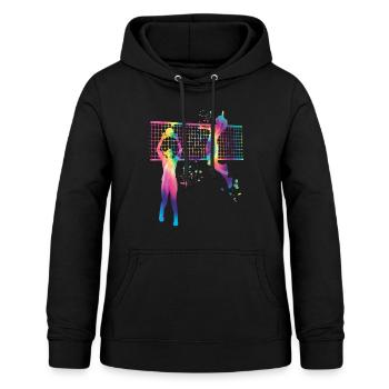 Joueurs de volley-ball enfants beach-volley - Sweat à capuche Femme - noir - Devant - AI Model Female 172 light (172cm)