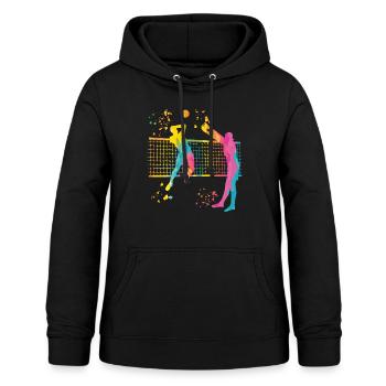 Joueurs de volley-ball enfants beach-volley - Sweat à capuche Femme - noir - Devant - AI Model Female 172 light (172cm)