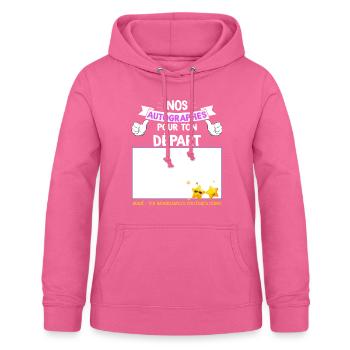 Collègue Départ Autographe Humour Signature - Sweat à capuche Femme - rose - Devant - AI Model Female 172 light (172cm)