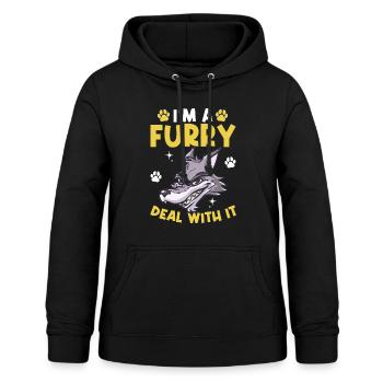 Furry Fandom Fursona Fursuit Wolf - Women's Hoodie - black - Front - AI Model Female 172 light (172cm)