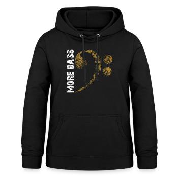 Plus de basses s’il vous plaît, grosse clé de fa - Sweat à capuche Femme - noir - Devant - AI Model Female 172 light (172cm)