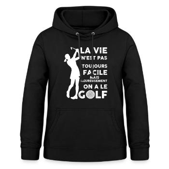 Joueuse De Golf Femme Golfeuse Humour Sport La Vie - Sweat à capuche Femme - noir - Devant - AI Model Female 172 light (172cm)