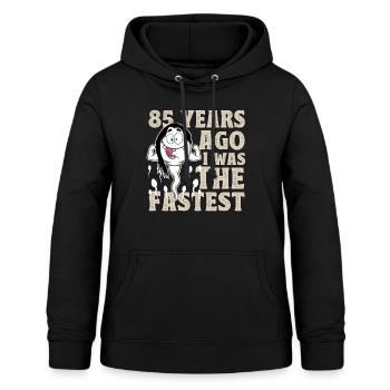 85. Geburtstag 85 Jahre War Ich Mal Der Schnellste - Frauen Hoodie - Schwarz - Vorne - AI Model Female 172 light (172cm)