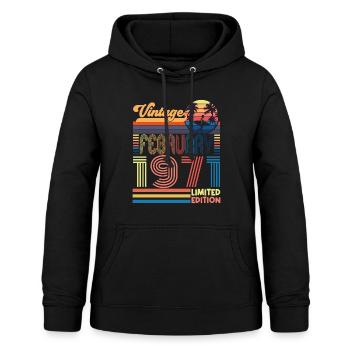 Geburtstag Februar 1971. Geschenk Februar 1971. - Frauen Hoodie - Schwarz - Vorne - AI Model Female 172 light (172cm)