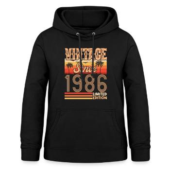 anniversaire 1986. Vintage né en 1986 anniversaire - Sweat à capuche Femme - noir - Devant - AI Model Female 172 light (172cm)