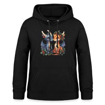 Dragon Christmas Mistletoe Cute Anime - Women's Hoodie - black - Front - AI Model Female 172 light (172cm)